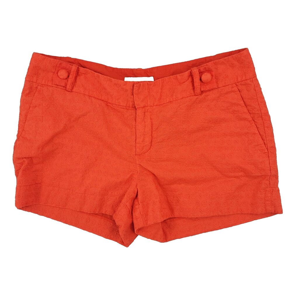 Banana Republic Womens Shorts Size 8 Eyelet Orange Pop Ryan Fit 100% Cotton